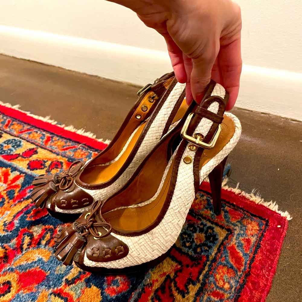 Zara Preppy Derby Tweed Tassel Heels